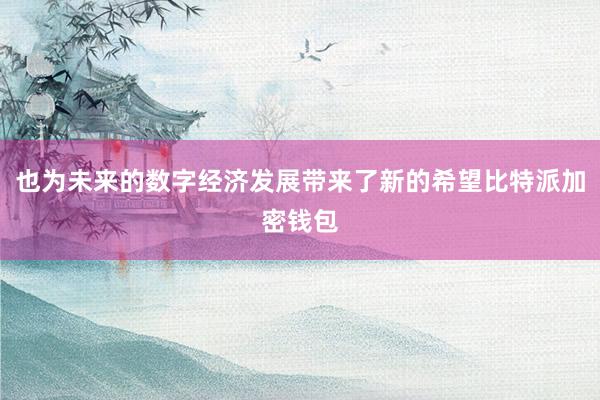 也为未来的数字经济发展带来了新的希望比特派加密钱包