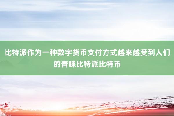 比特派作为一种数字货币支付方式越来越受到人们的青睐比特派比特币