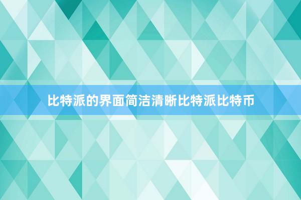 比特派的界面简洁清晰比特派比特币