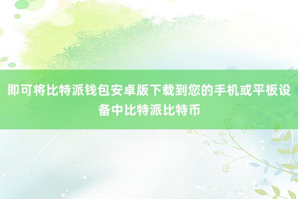 即可将比特派钱包安卓版下载到您的手机或平板设备中比特派比特币