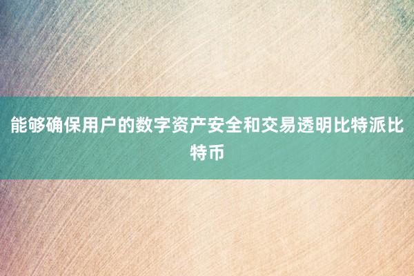 能够确保用户的数字资产安全和交易透明比特派比特币