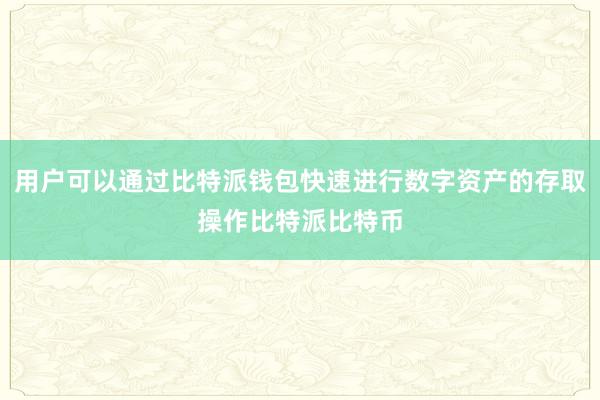 用户可以通过比特派钱包快速进行数字资产的存取操作比特派比特币