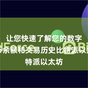 让您快速了解您的数字货币余额和交易历史比特派以太坊